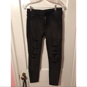 American Eagle Outfitters Black Ripped Jeggings.